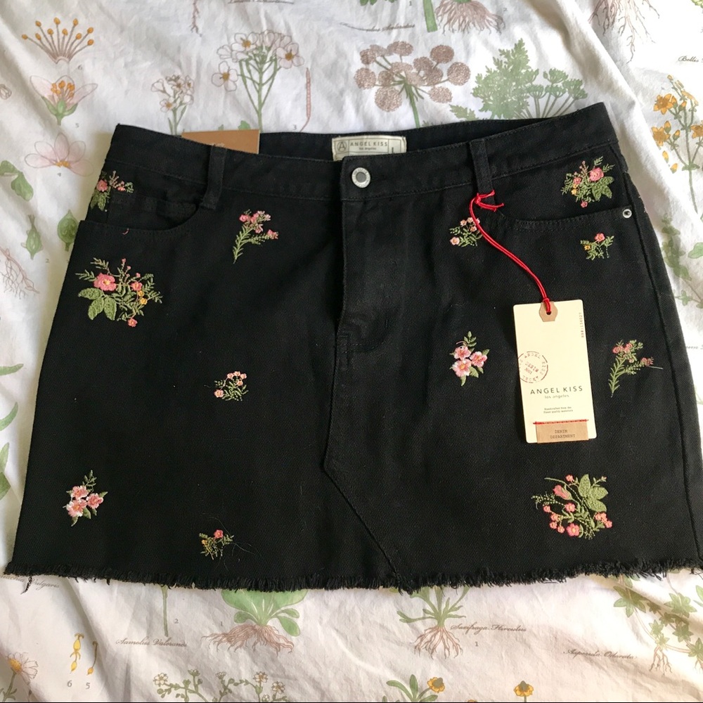 Black denim Mini Skirt